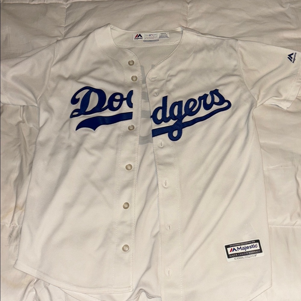 Majestic Dodgers Kids Jersey - White and Blue